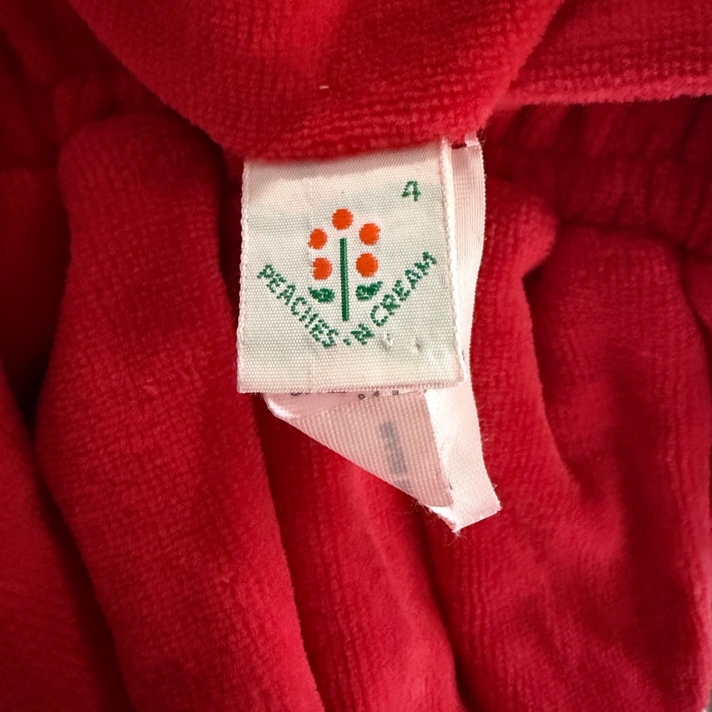 Peaches ‘n Cream Vintage 70s Layered Red Velour Lace Trimmed Dress - Picture 7 of 9